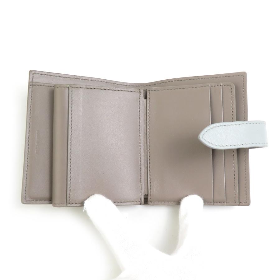 CELINE（セリーヌ） 二つ折り財布 レザー グレージュ×ブルーグレー