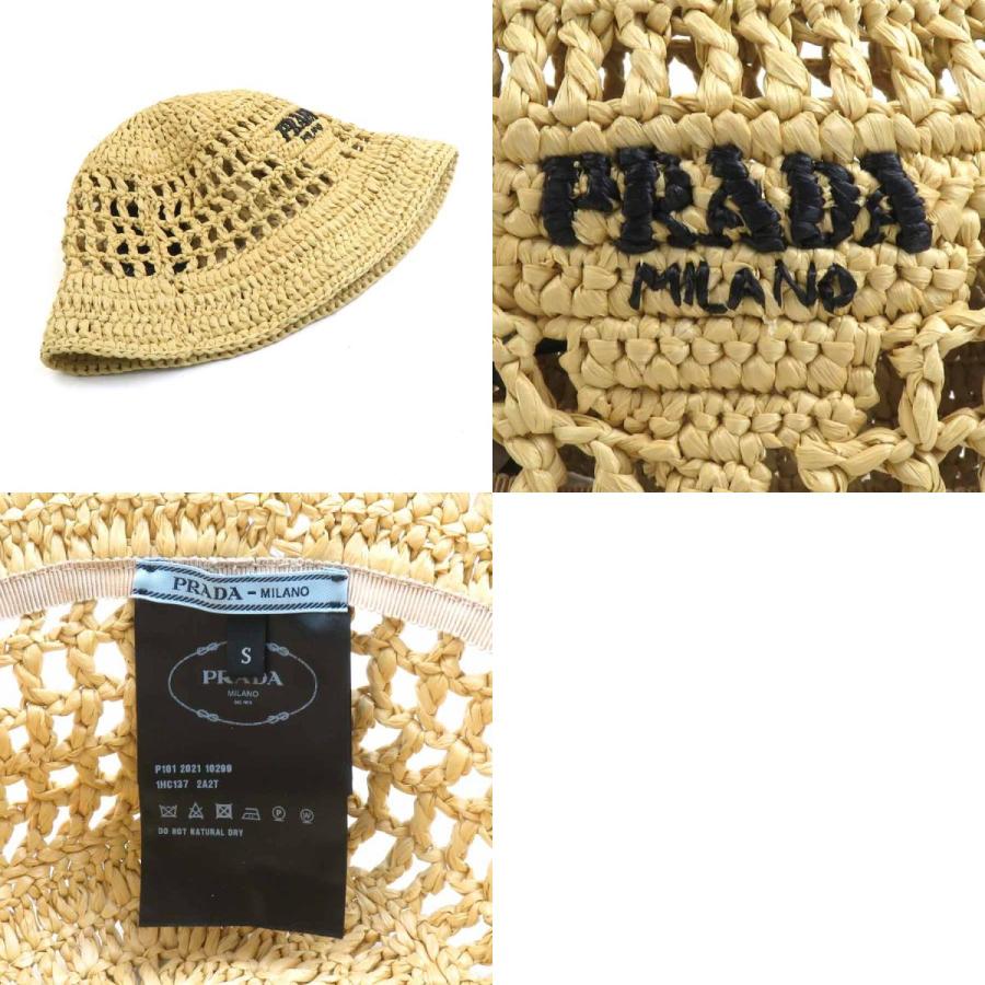 PRADA（プラダ） ハット バケツハット ラフィア ナチュラル : ブランド