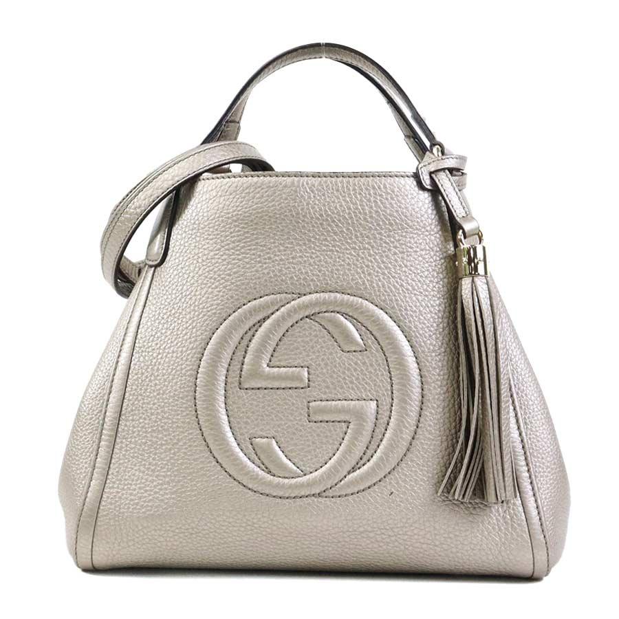 GUCCI（グッチ） ハンドバッグ ショルダーバッグ レザー メタリック 