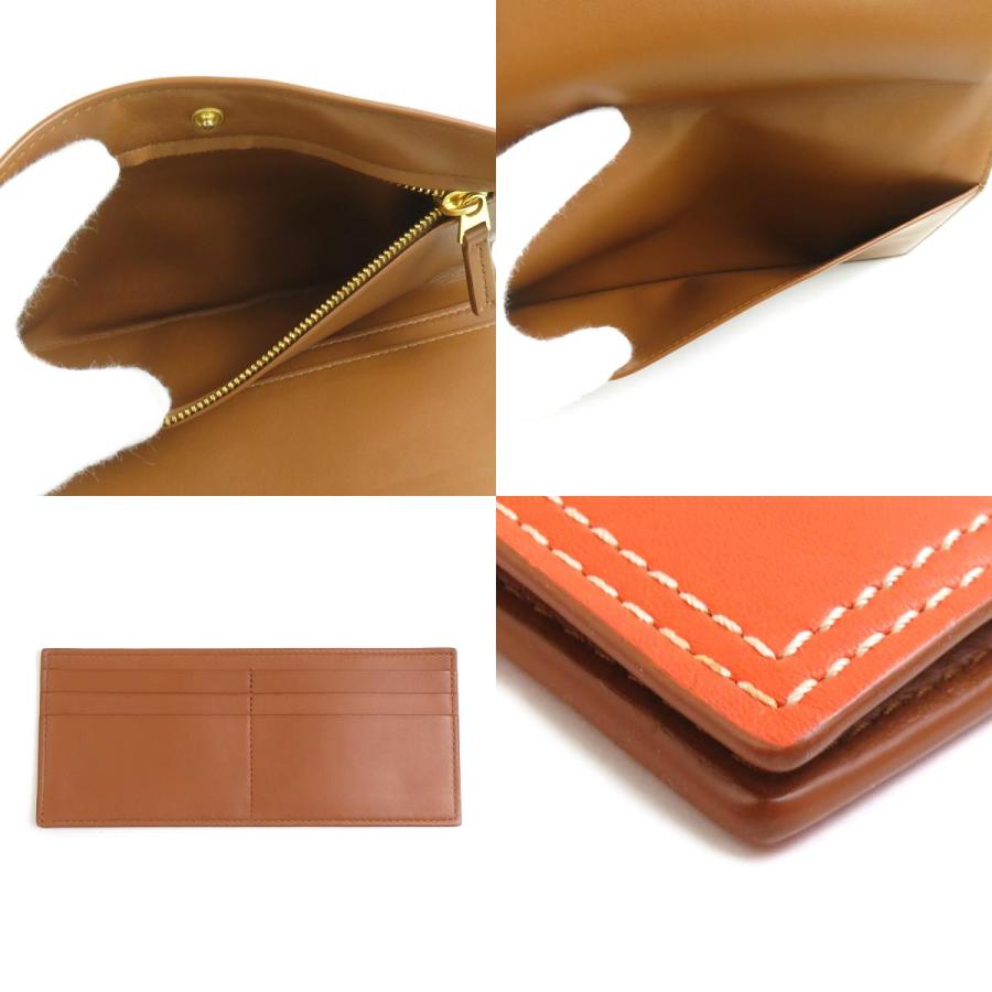 Bottega Veneta レザー 二つ折り財布 オレンジ BOTTEGA VENETA ボッテガベネタ イントレチャート 2つ折り財布