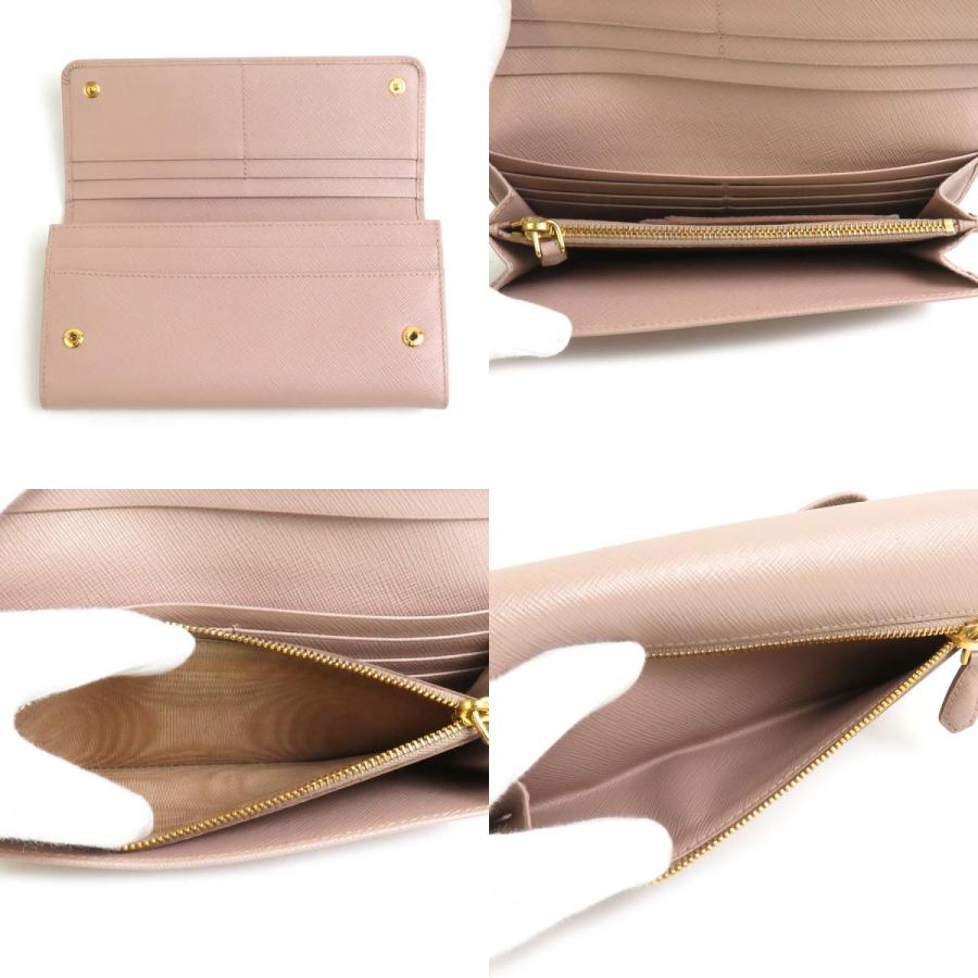 PRADA（プラダ） 二つ折り長財布 レザー ピンクベージュ : ブランド