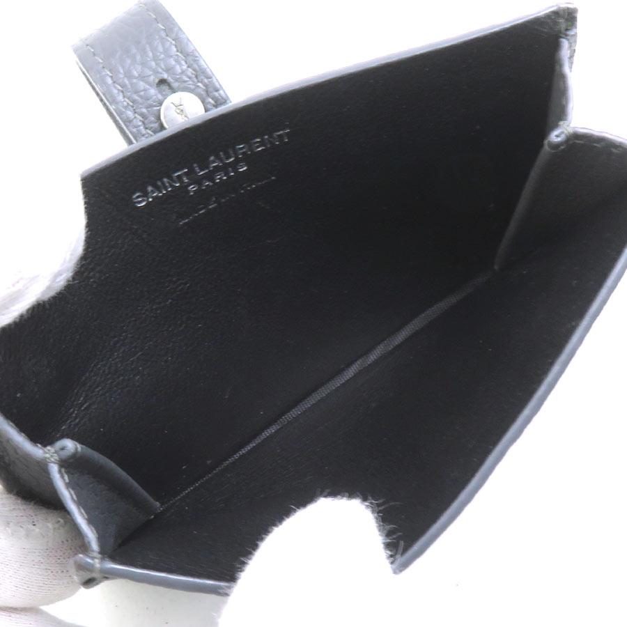 サンローラン SAINT LAURENT カードケース レザー グレー : ブランド