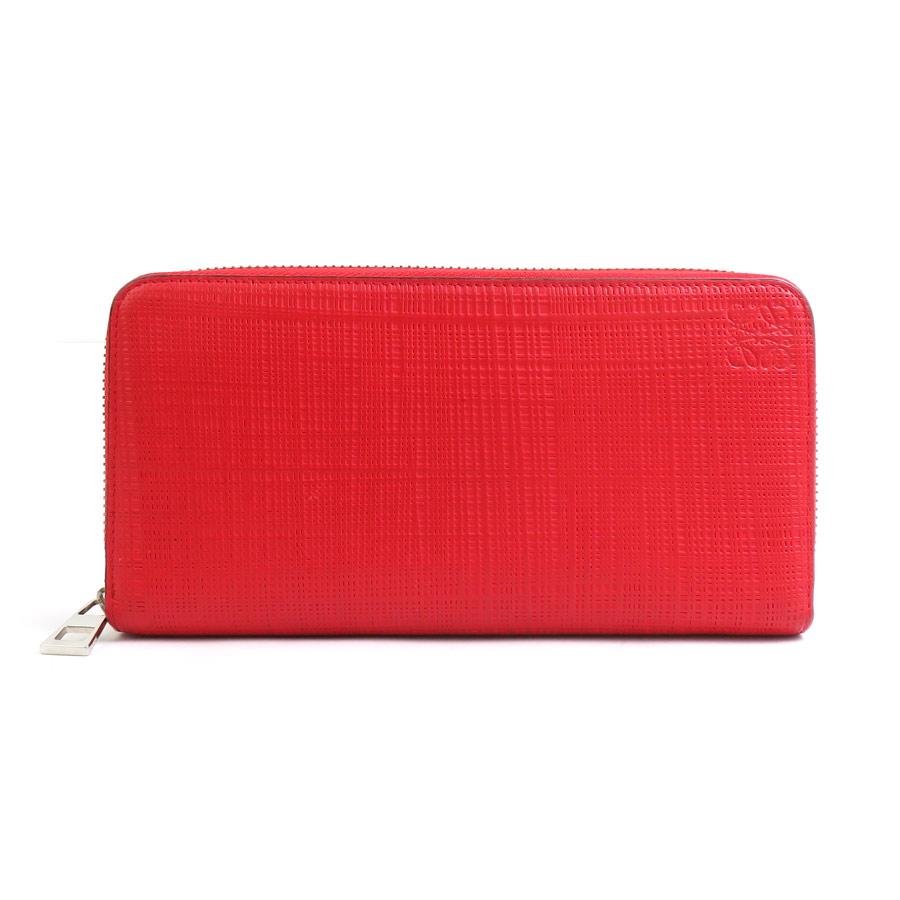 LOEWE（ロエベ） ラウンドファスナー長財布 レザー レッド : ブランド 