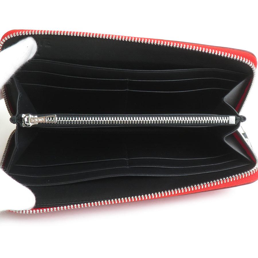 LOEWE（ロエベ） ラウンドファスナー長財布 レザー レッド : ブランド