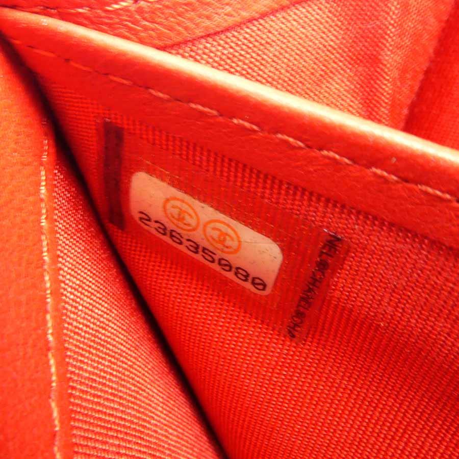 CHANEL（シャネル） ラウンドファスナー長財布 レザー ブラック×レッド