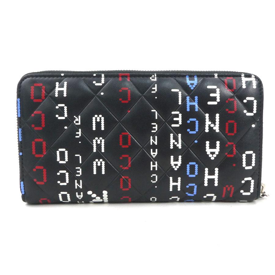 CHANEL 長財布 ブラック レッド CHANEL（シャネル） ラウンドファスナー長財布 レザー ブラック×レッド