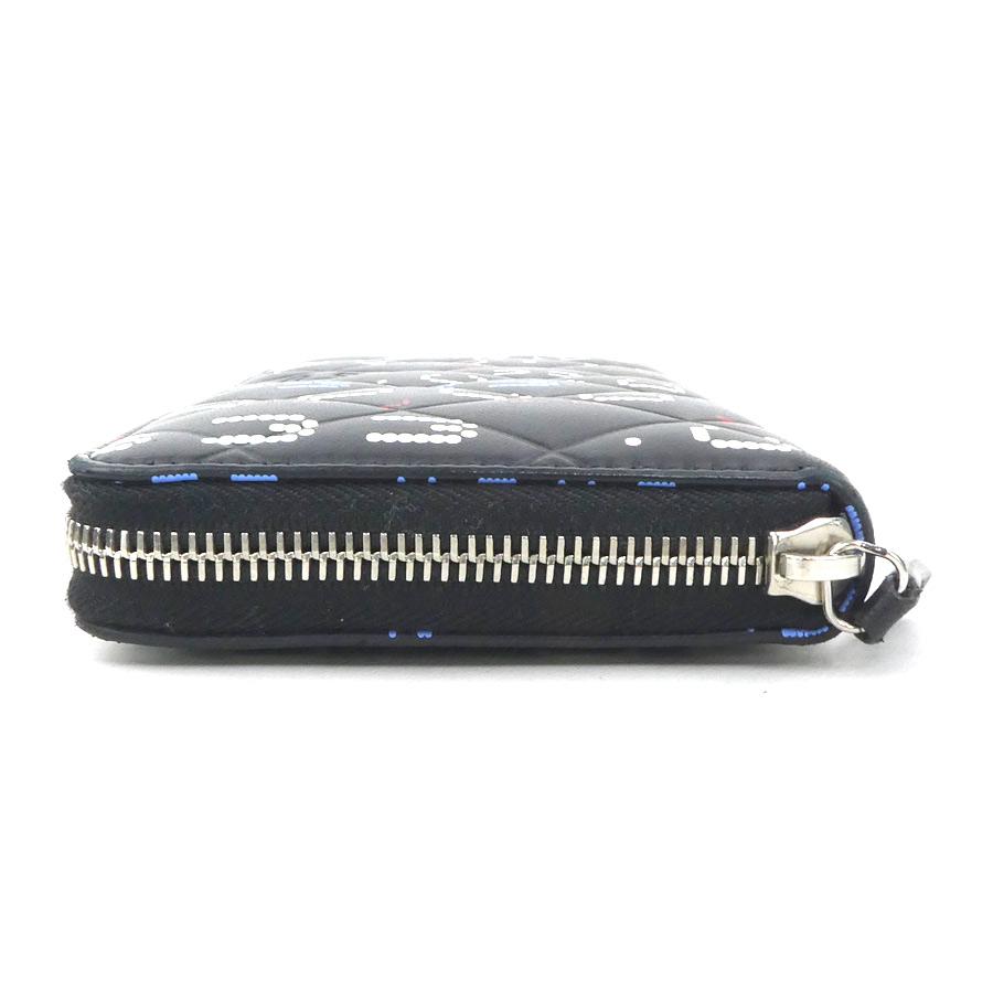 CHANEL（シャネル） ラウンドファスナー長財布 レザー ブラック×レッド