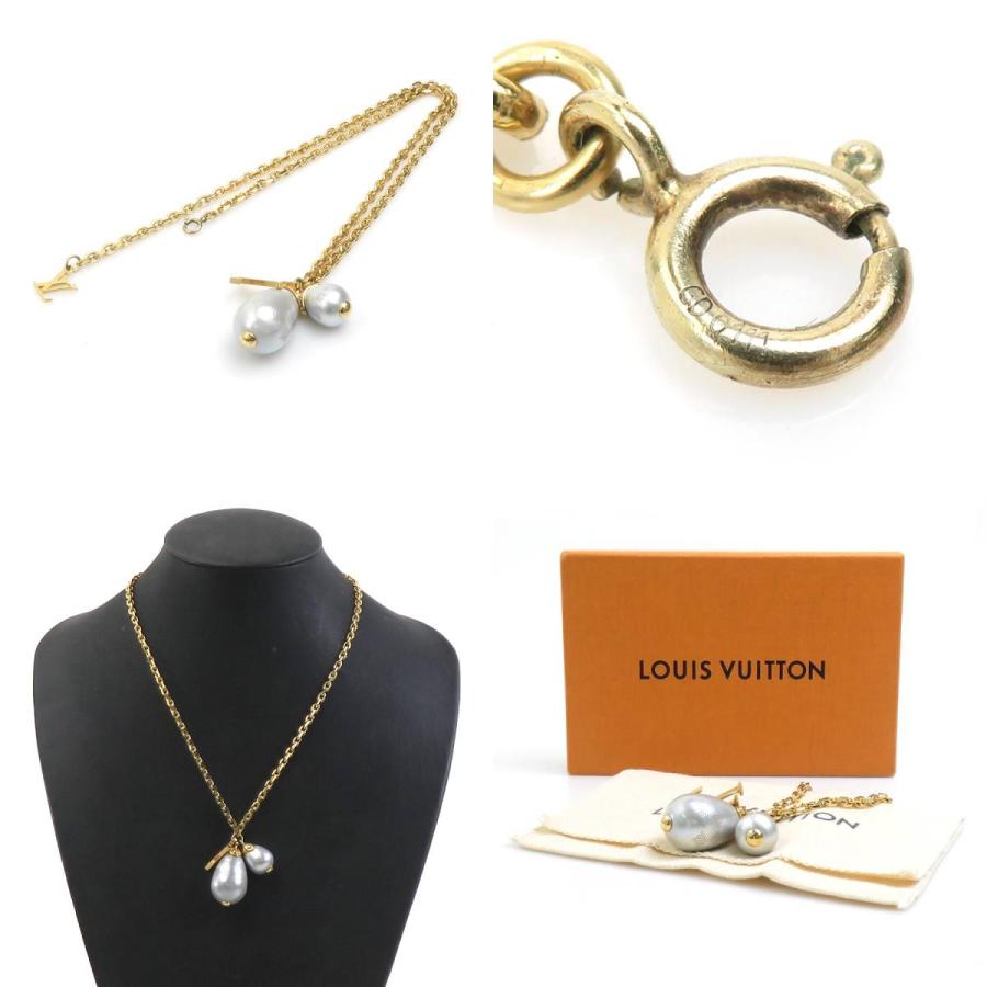 【未使用に近い】ルイヴィトン パンダンティフ ダミエパール ネックレス ゴールド LOUIS VUITTON ルイ ヴィトン ネックレス パンダンティフ ダミエ