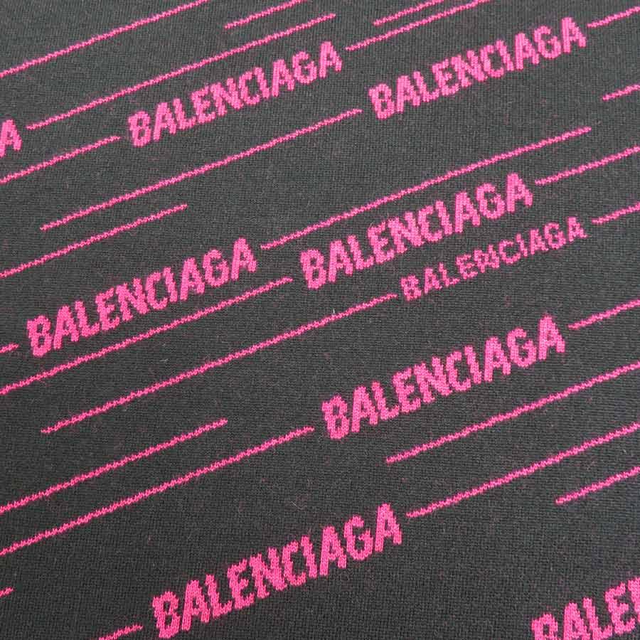 バレンシアガ BALENCIAGA ニット ウール/ポリエステル ブラック×ピンク メンズ 送料無料【中古】 56209i BALENCIAGA（バレンシアガ） ニット ウール/ポリエステル ブラック