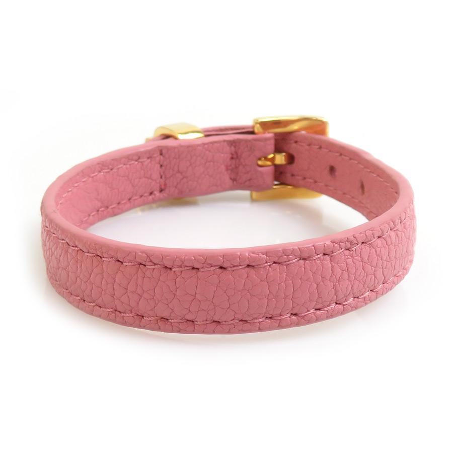 miu miu（ミュウミュウ） ブレスレット レザー/メタル ピンク