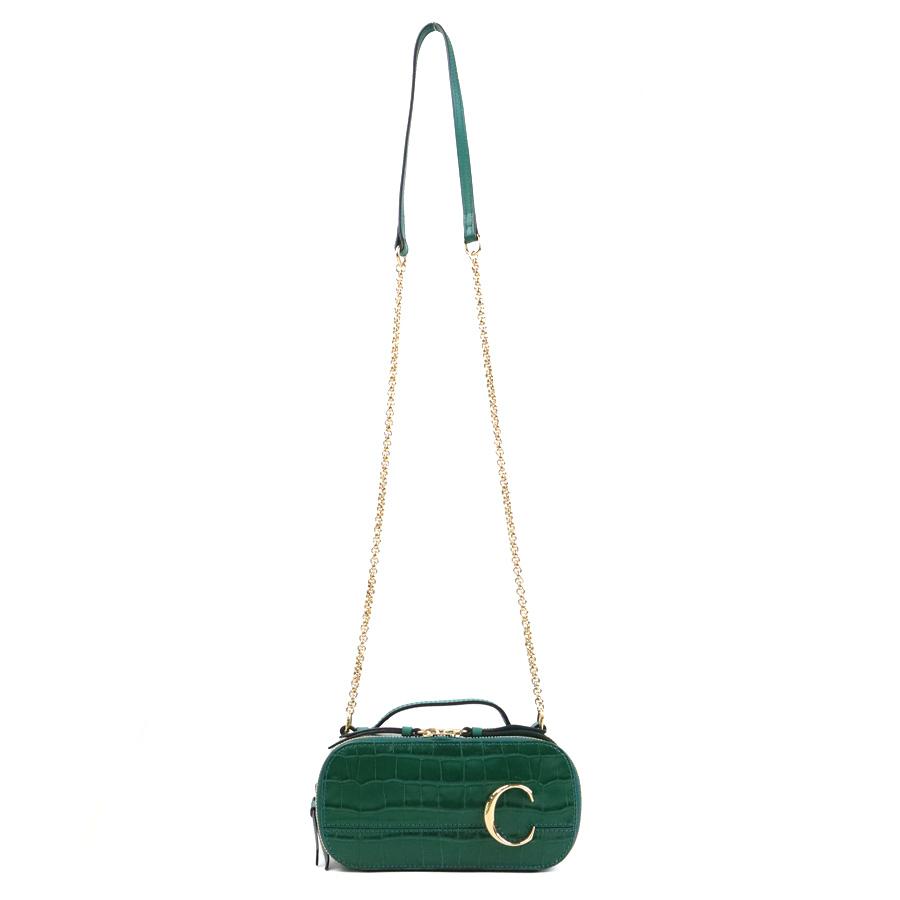 クロエ Chloe ショルダーバッグ 型押しレザー グリーン レディース 送料無料【中古】 56227a Chloe - クロエ Chloe ショルダーバッグ 型押しレザー グリーン