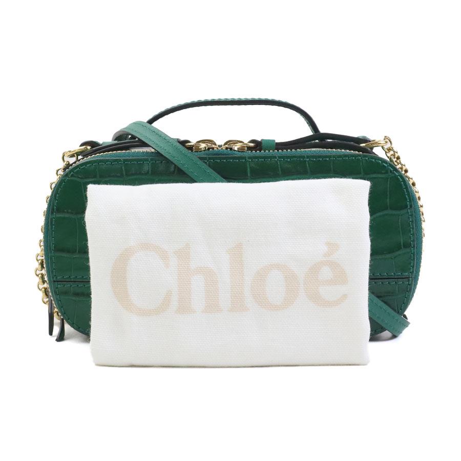Chloe（クロエ） ショルダーバッグ 型押しレザー グリーン : ブランド