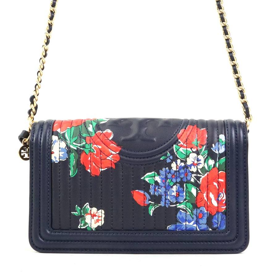 トリーバーチ☆チェーンウォレット美品 TORY BURCH（トリーバーチ） チェーンウォレット レザー ネイビー