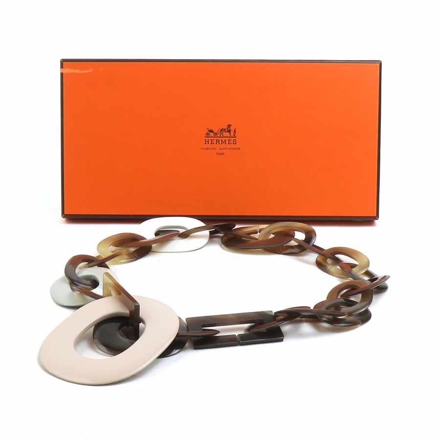 エルメス HERMES ネックレス バッファローホーン/ラッカーウッド ブラウン系_13