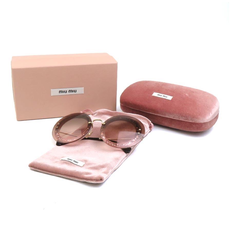 MIU MIU ミュウミュウ サングラス ラインストーン ピンク ブラウン miu miu（ミュウミュウ） サングラス プラスチック/ラインストーン