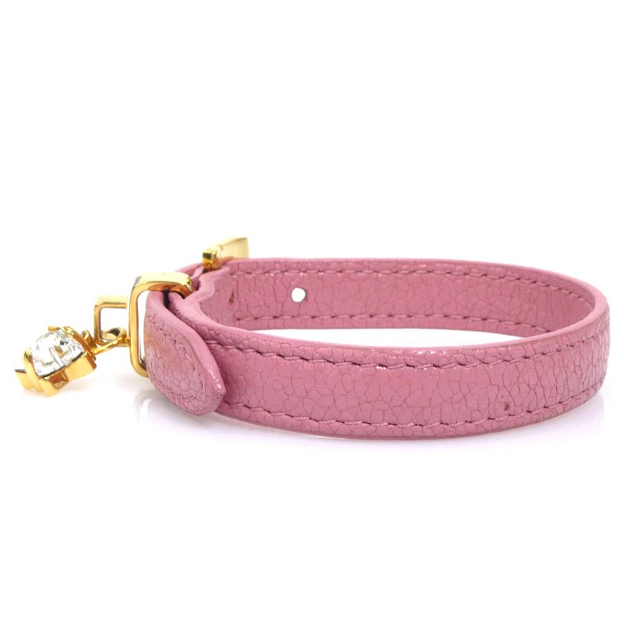 【完売品】miumiu ブレスレット ピンク　マテリアル miu miu（ミュウミュウ） ブレスレット レザー ピンク : ブランド