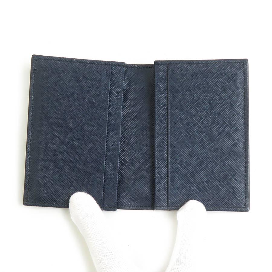 PRADA（プラダ） カードケース 名刺入れ レザー ネイビー : ブランド