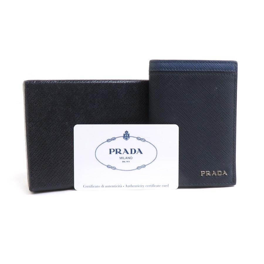 プラダ PRADA カードケース 名刺入れ レザー ネイビー 【公式通販】