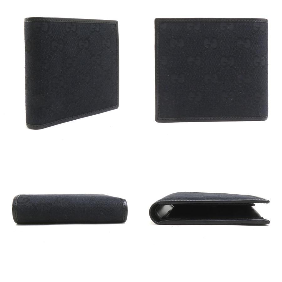 GUCCI（グッチ） 二つ折り財布 GGキャンバス ブラック : ブランド