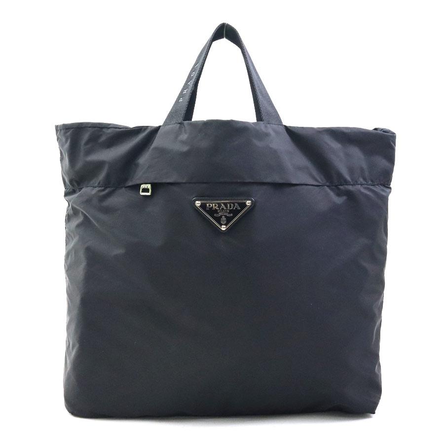 美品　プラダ　PRADA トートバッグ　ハンドバッグ　ナイロン　黒　ブラック PRADA（プラダ） ハンドバッグ エコバッグ ナイロン ブラック