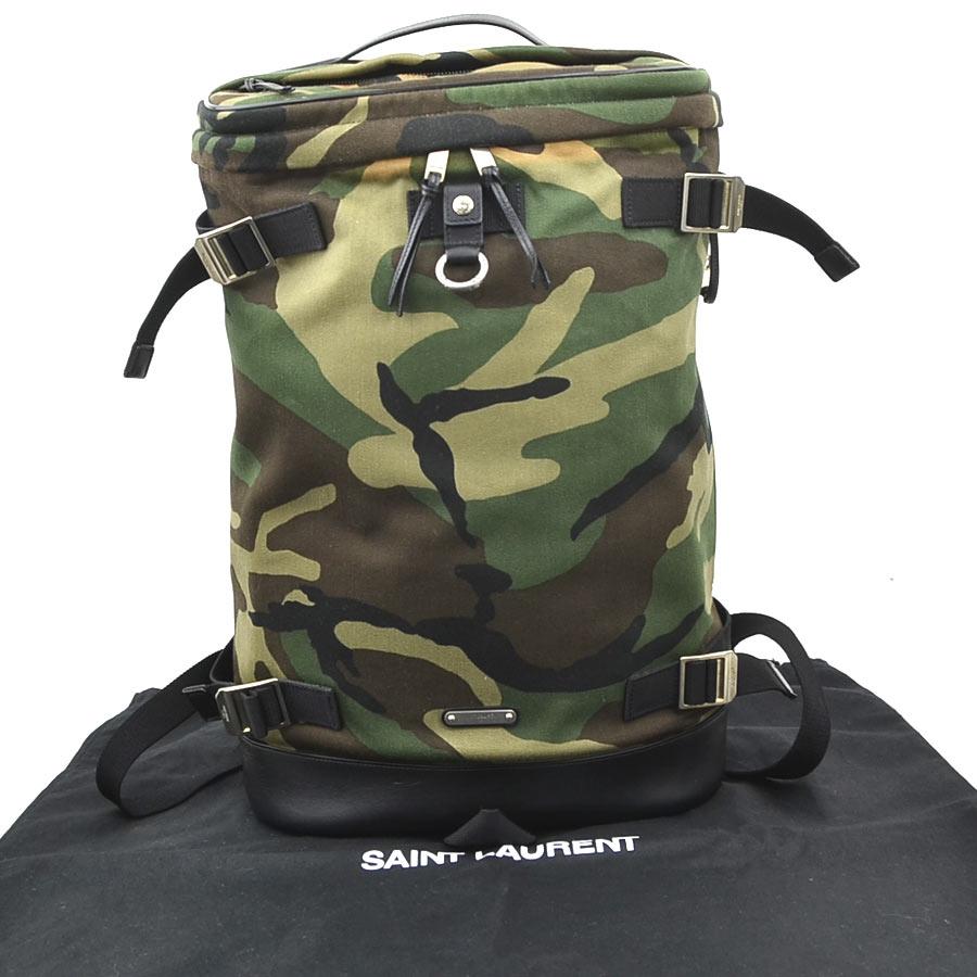 サンローラン SAINT LAURENT リュック キャンバス/レザー カーキ