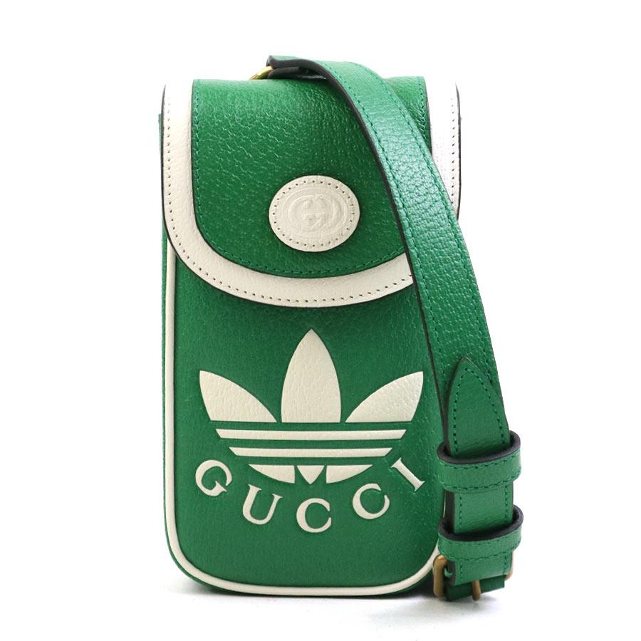 GUCCI（グッチ） ショルダーバッグ adidasコラボ レザー グリーン