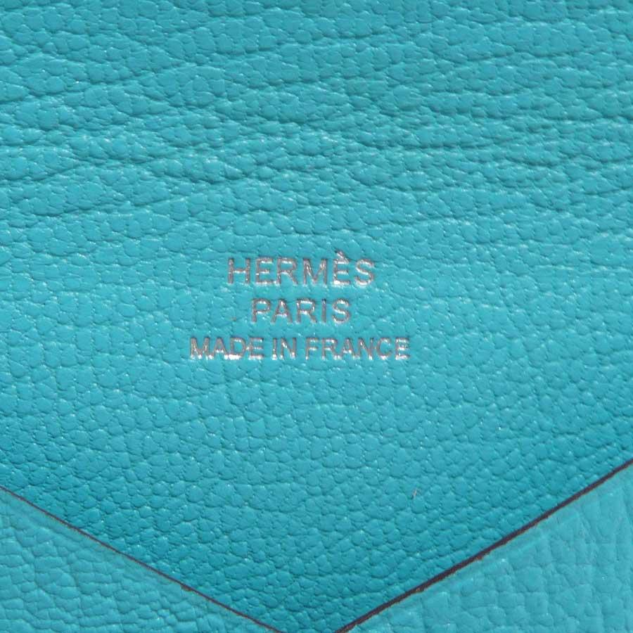 HERMES（エルメス） カードケース カルヴィ シェブルミゾル ターコイズ