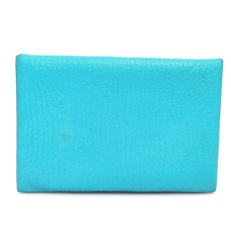 大幅に値下げ！ 未使用 エルメス カードケース カルヴィ シェブルミゾル 水色 HERMES（エルメス） カードケース カルヴィ シェブルミゾル ターコイズ