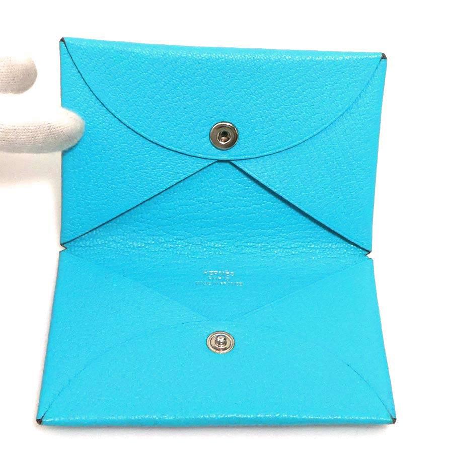 大幅に値下げ！ 未使用 エルメス カードケース カルヴィ シェブルミゾル 水色 HERMES（エルメス） カードケース カルヴィ シェブルミゾル ターコイズ