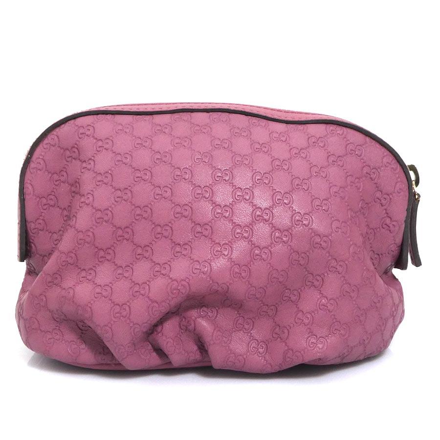 GUCCI（グッチ） ポーチ マイクログッチシマ レザー ピンク : ブランド