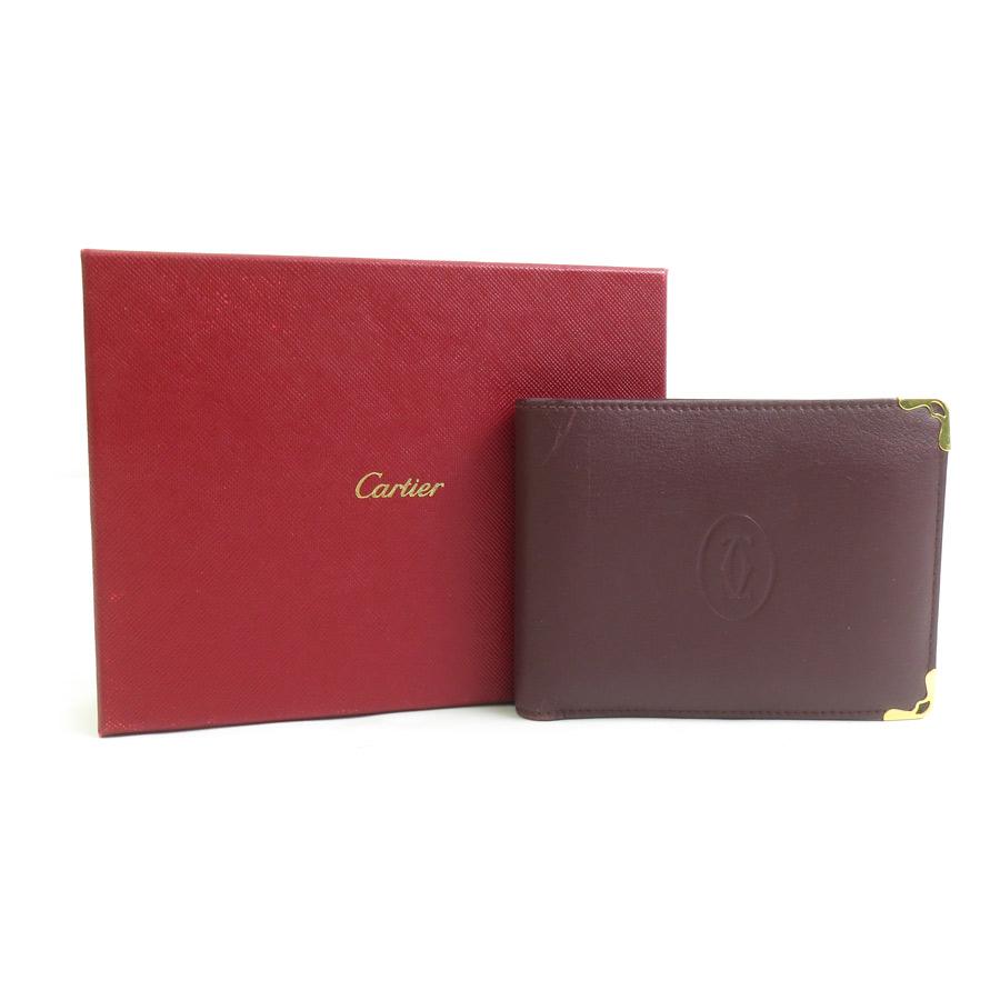 Cartier（カルティエ） 二つ折り財布 マストライン レザー ボルドー
