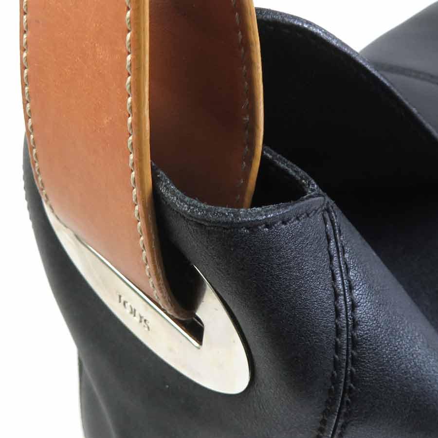 トッズ TOD'S ショルダーバッグ レザー ブラック/ブラウン : ブランド