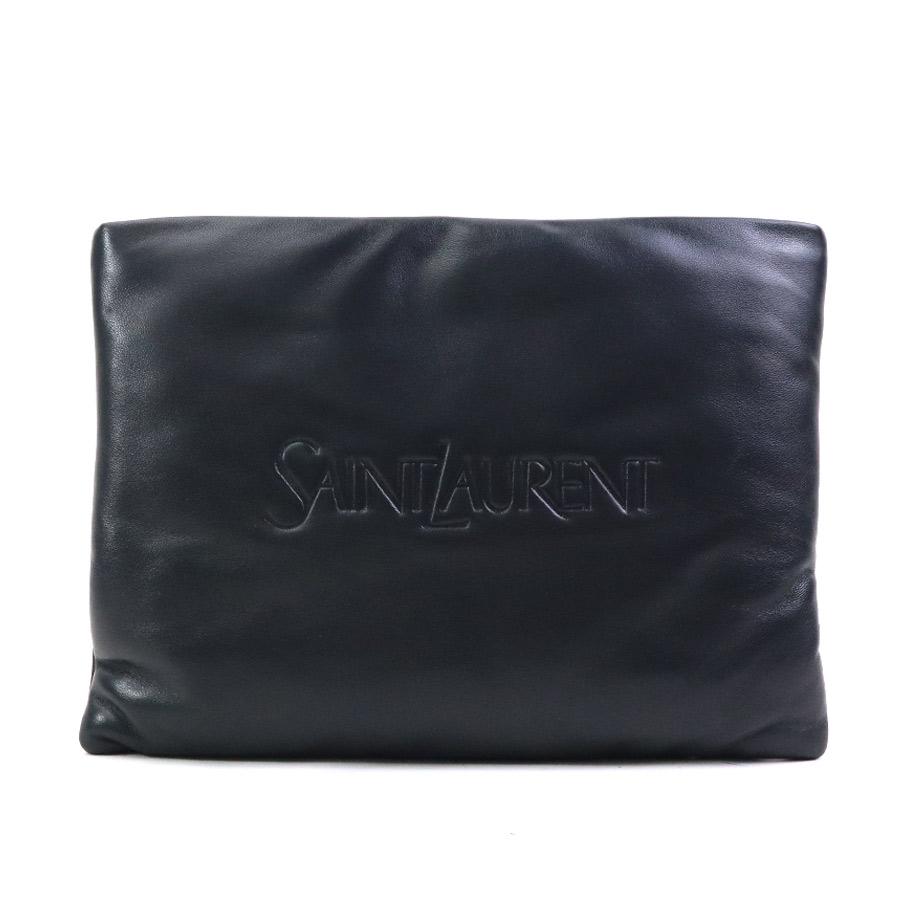 サンローラン SAINT LAURENT クラッチバッグ レザー ブラック