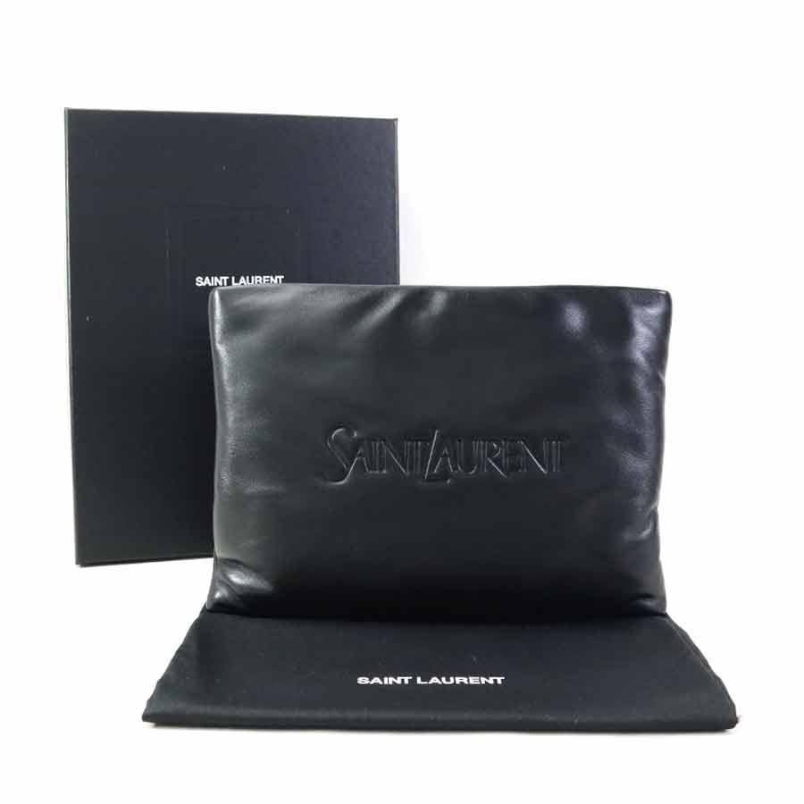 サンローラン SAINT LAURENT クラッチバッグ レザー ブラック
