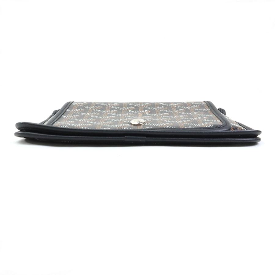 GOYARD ゴヤール プリュメ PVCコーティングキャンバス レザー ショルダーバッグ シルバー金具 ネイビー/ブラウン GOYARD（ゴヤール） プリュメ PVCコーティングキャンバス レザー