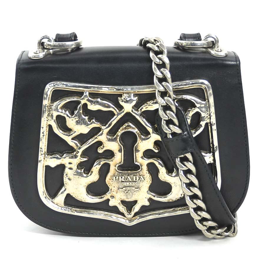 美品 PRADA ショルダーバッグ PRADA（プラダ） ショルダーバッグ レザー/メタル ブラック : ブランド