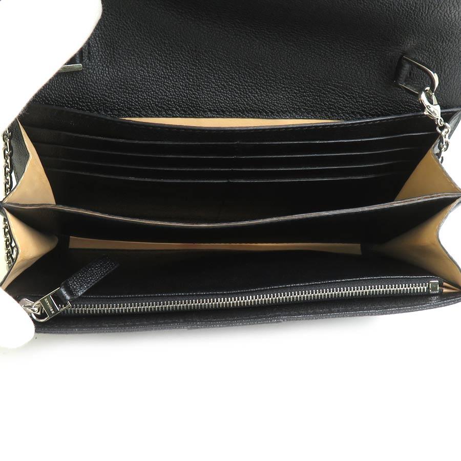 DELVAUX(デルボー) 財布美品  ブリヨンロング 黒 チェーンウォレット ロデオ グレイン カーフレザー デルヴォー DELVAUX チェーンウォレット ブリヨン ロングチェーン