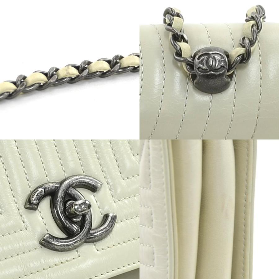 CHANEL シャネル ショルダーバッグ アイボリー 14056 レディース【中古】 90136a CHANEL（シャネル） ショルダーバッグ レザー アイボリー : ブランド