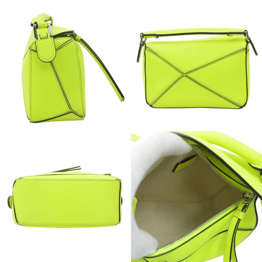 LOEWE ロエベ パズル ミニ ショルダーバッグ ネオンイエロー 14063 レディース【中古】 90148a LOEWE（ロエベ） ショルダーバッグ パズル ミニ レザー ネオンイエロー