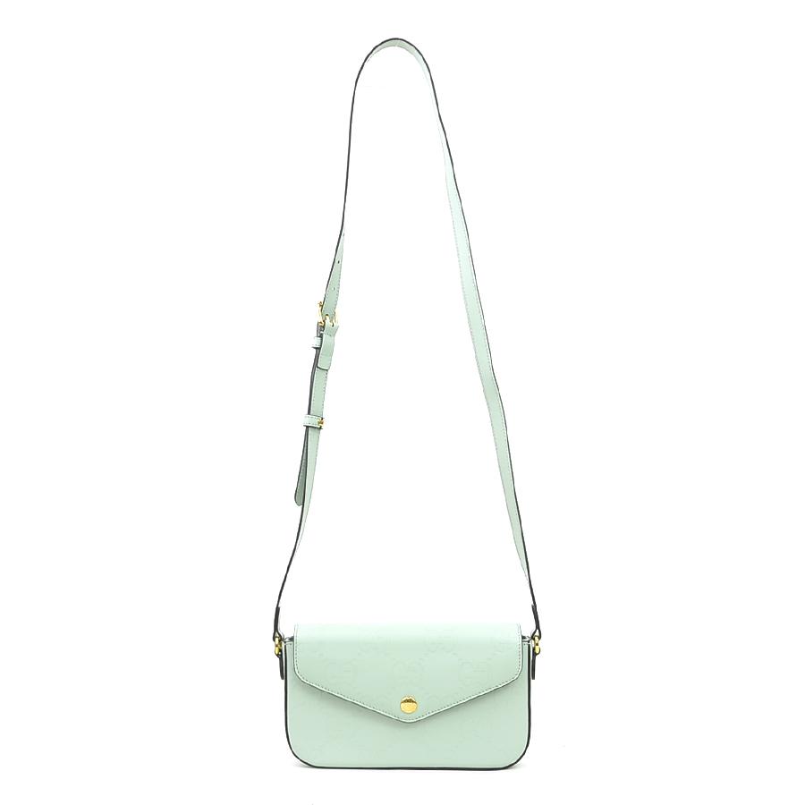 GUCCI ミニショルダーバッグ GG ラバーエフェクト ミニ ショルダーバッグ ・ブラック レザー