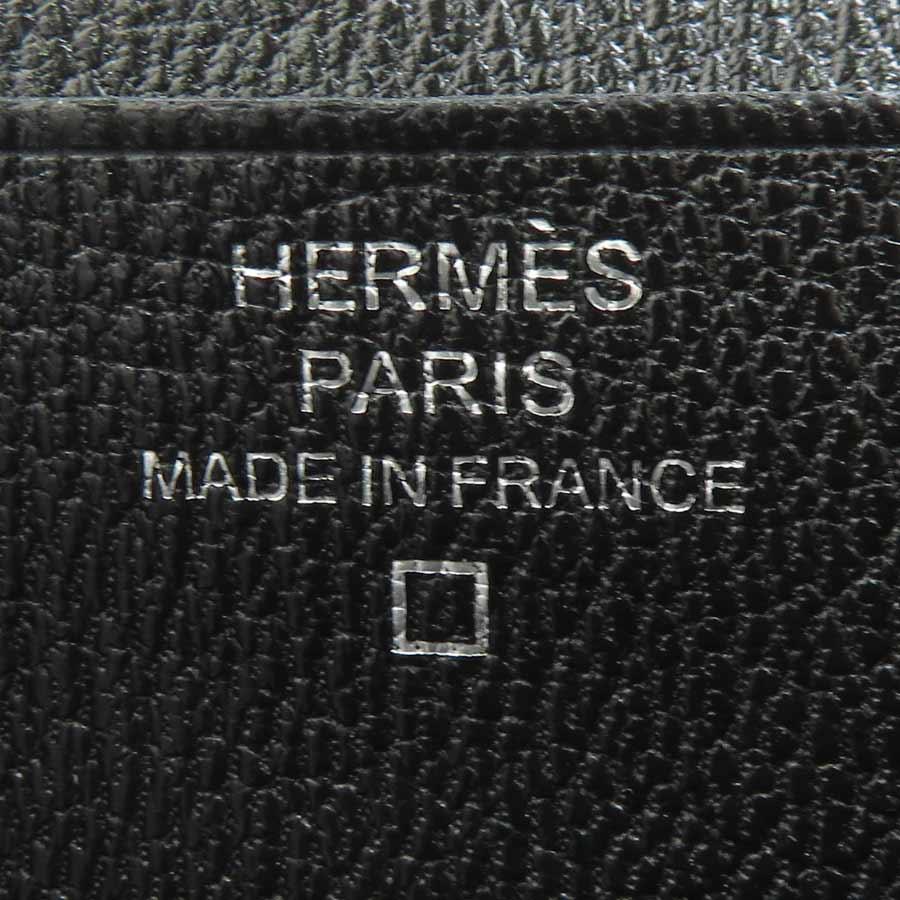 エルメス HERMES 二つ折り長財布 ベアンスフレ アリゲーター ブラックの画像