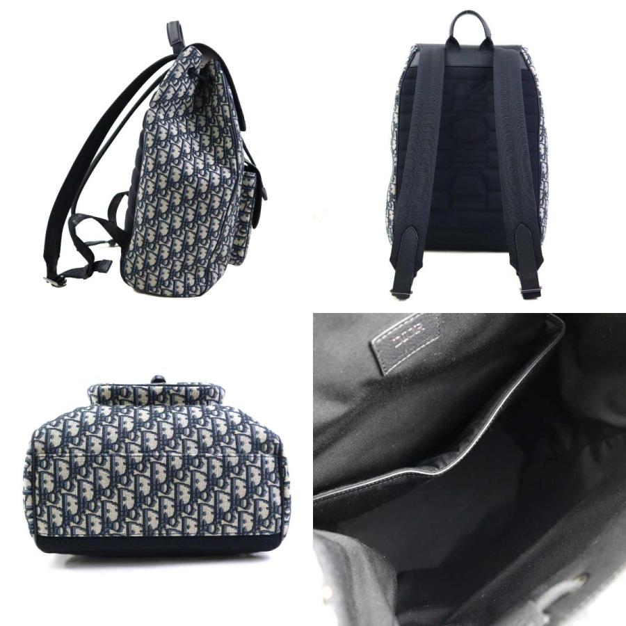 DIOR SADDLE オブリーク柄 バックパック ブラック×ネイビー クリスチャンディオール Christian Dior リュック オブリーク サドル