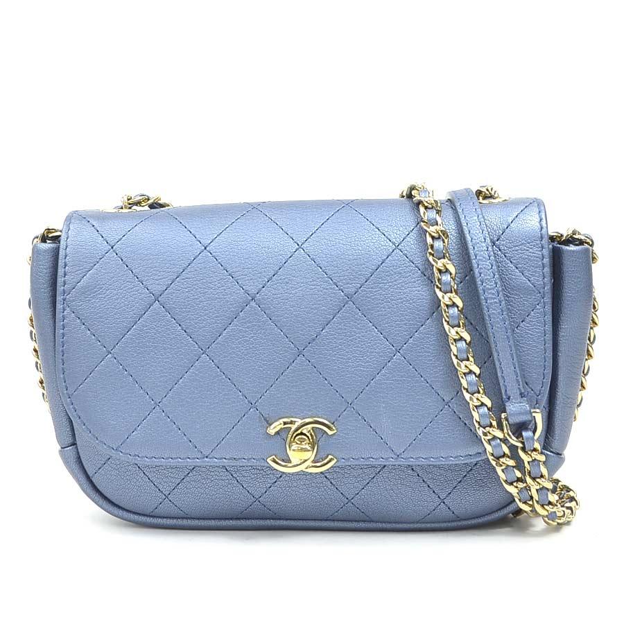 CHANEL ショルダーバッグ CHANEL（シャネル） ショルダーバッグ レザー メタリックブルー