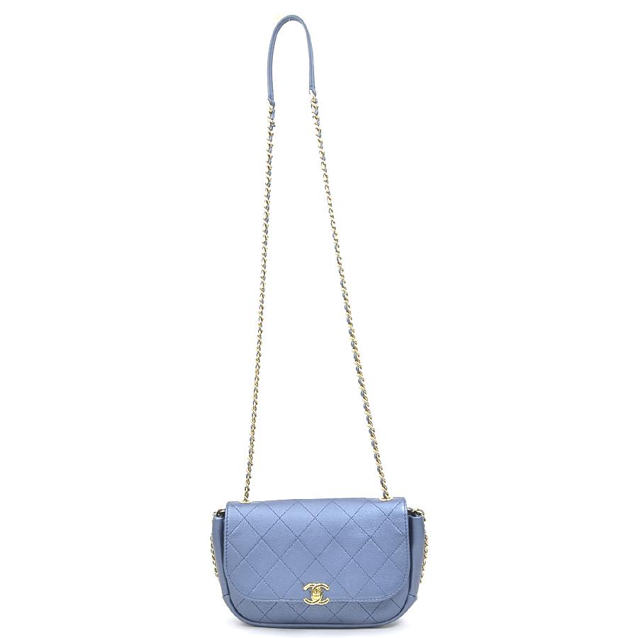 CHANEL（シャネル） ショルダーバッグ レザー メタリックブルー