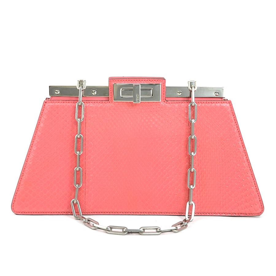 フェンディ FENDI ショルダーバッグ ピーカブー カット ミディアム パイソン ピンク レディース 8BN340-ANSI 送料無料【中古】 90215g FENDI（フェンディ） ショルダーバッグ ピーカブー カット ミディアム