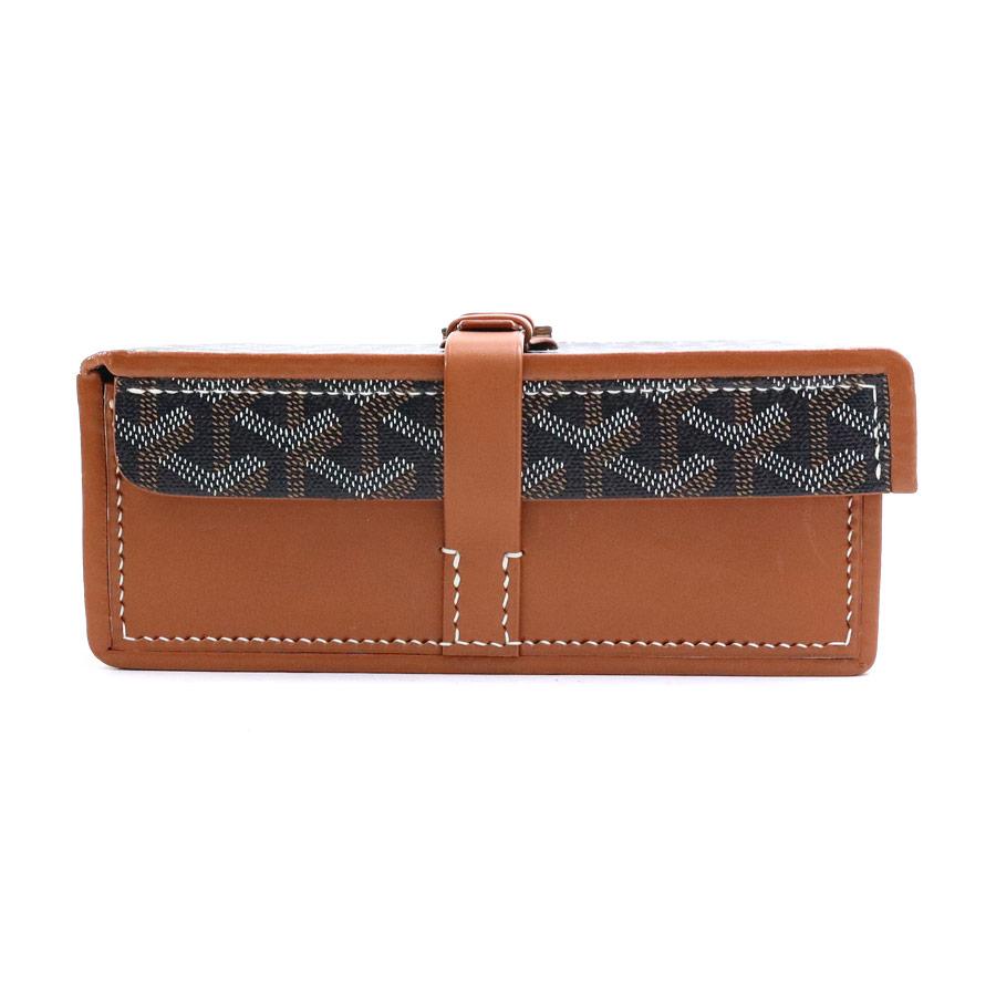 ゴヤール GOYARD  ウォッチケース 腕時計ケース PVCコーティングキャンバス/レザー ブラック×ブラウンの画像