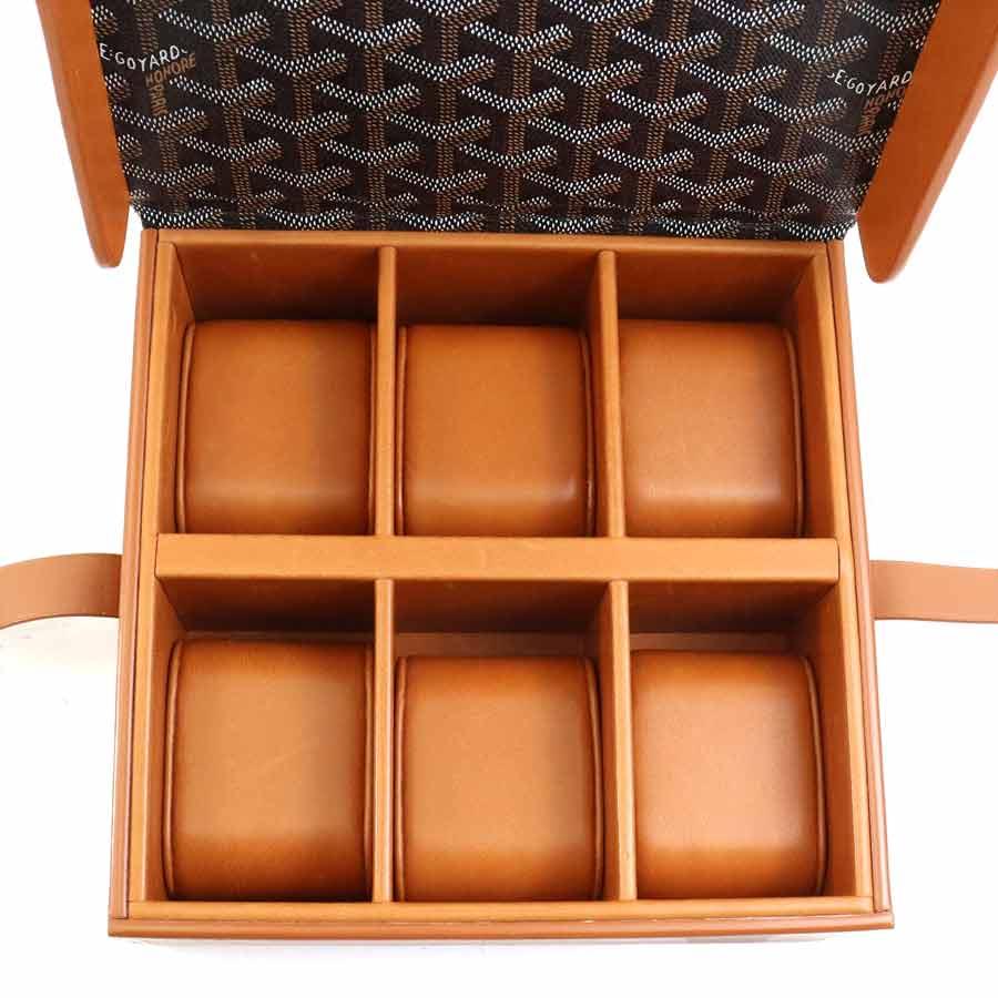 ゴヤール GOYARD  ウォッチケース 腕時計ケース PVCコーティングキャンバス/レザー ブラック×ブラウンの画像
