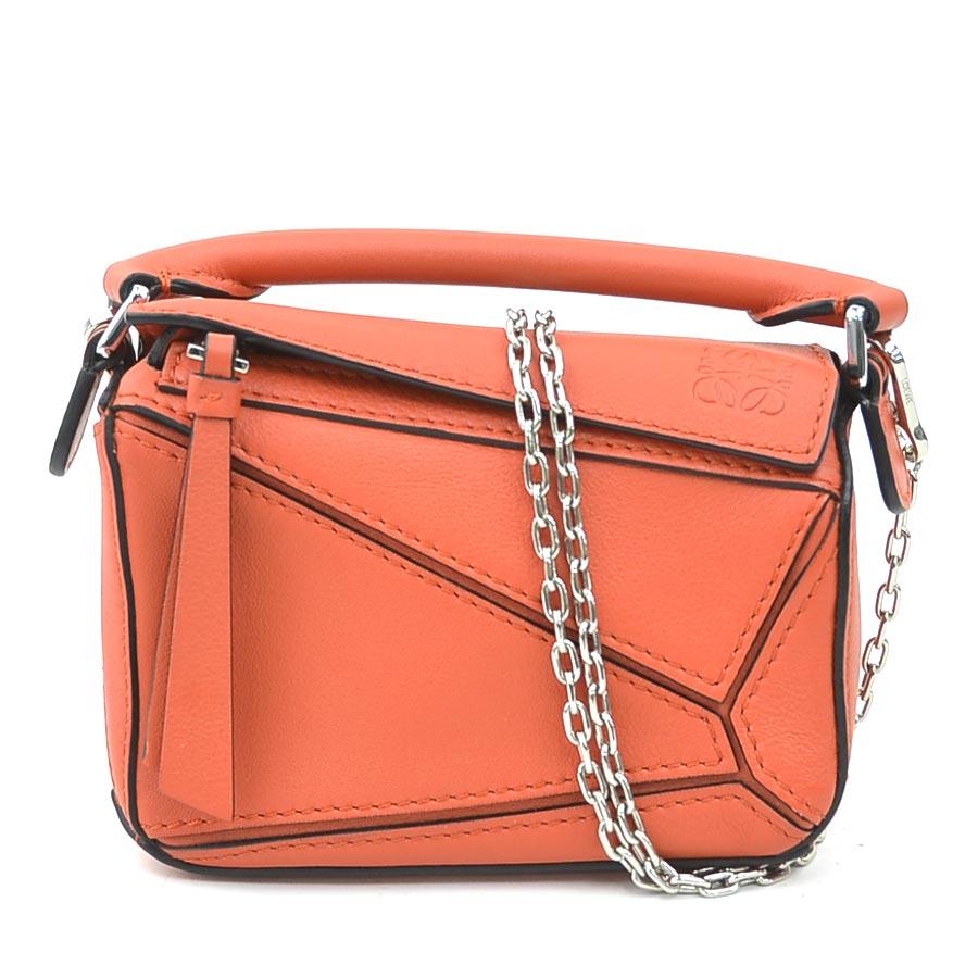 LOEWE（ロエベ） ショルダーバッグ パズルバッグ ナノ レザー オレンジ 
