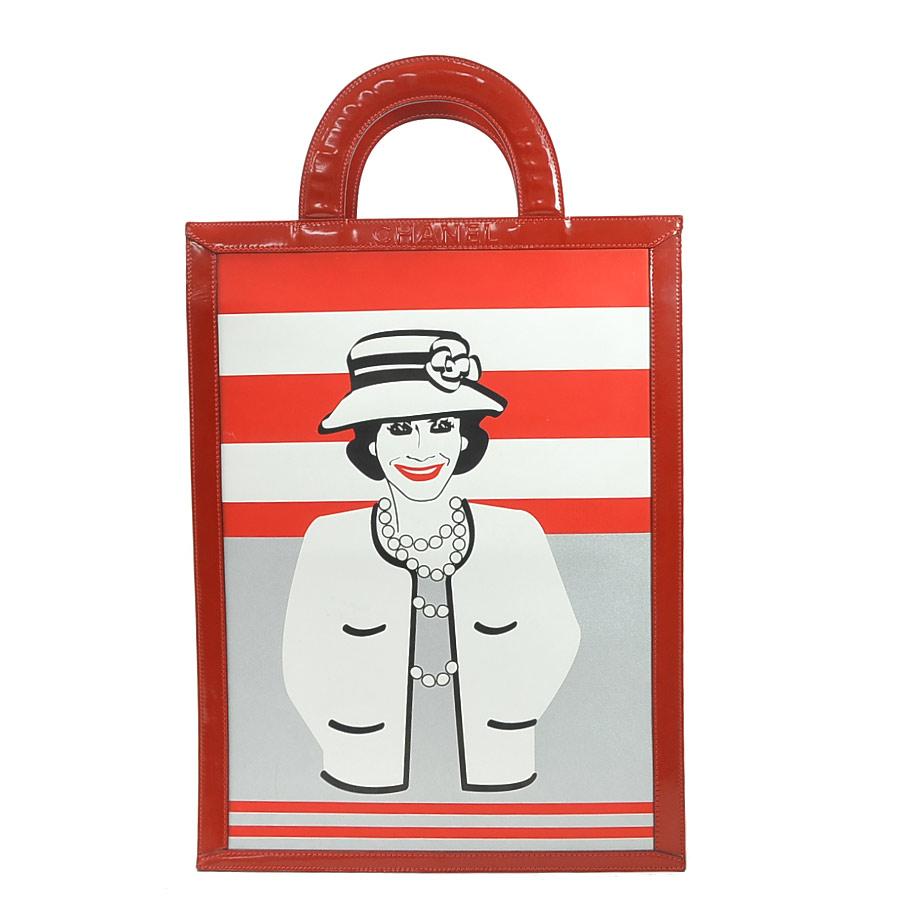 CHANEL シャネル ココシャネル マドモアゼル トートバッグ ハンドバッグ パテントレザー レッド 赤 シルバー ホワイト CHANEL（シャネル） ハンドバッグ マドモアゼルトート ココ・シャネル