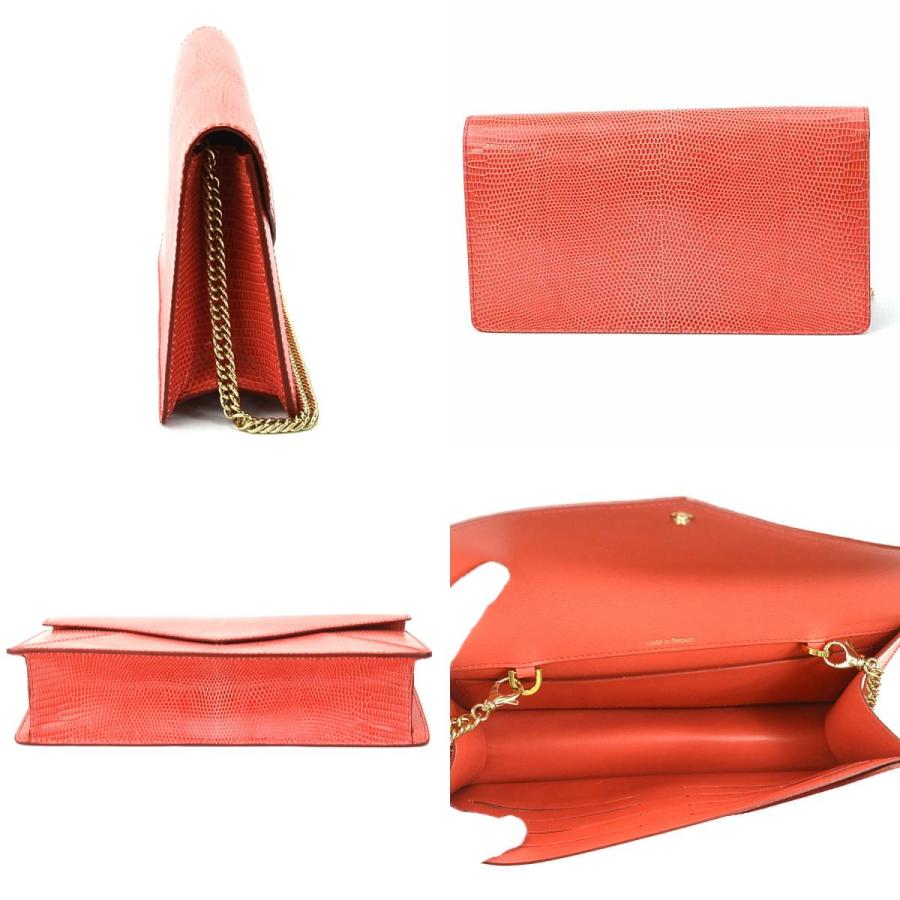 極美品★ DELVAUX デルヴォー クラッチバッグ Dロゴ DELVAUX デルヴォー ショルダーバッグ クラッチバッグ リザード レッド